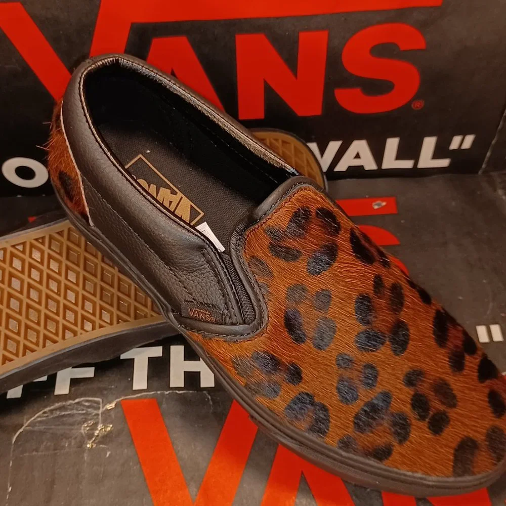 Vans Classic Slip-On Calf Hair Dark Leopard Black Men's 7/Womens 8.5 VN0A7VCFAB0 - Picture 5 of 12